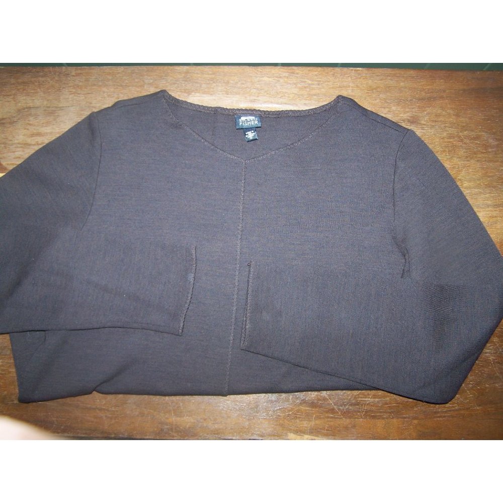 Eileen Fisher Sweater Brown M Wool Blend Stitching Vintage